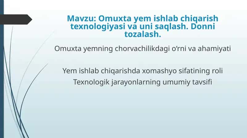 Omuxta yem ishlab chiqarish texnologiyasi va uni saqlash 1
