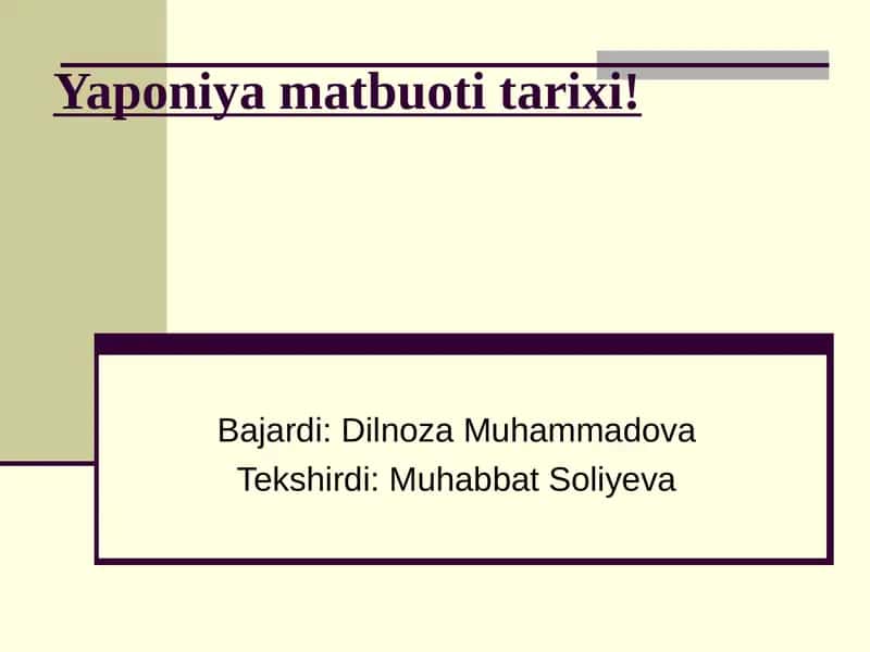 Yaponiya matbuoti tarixi 1