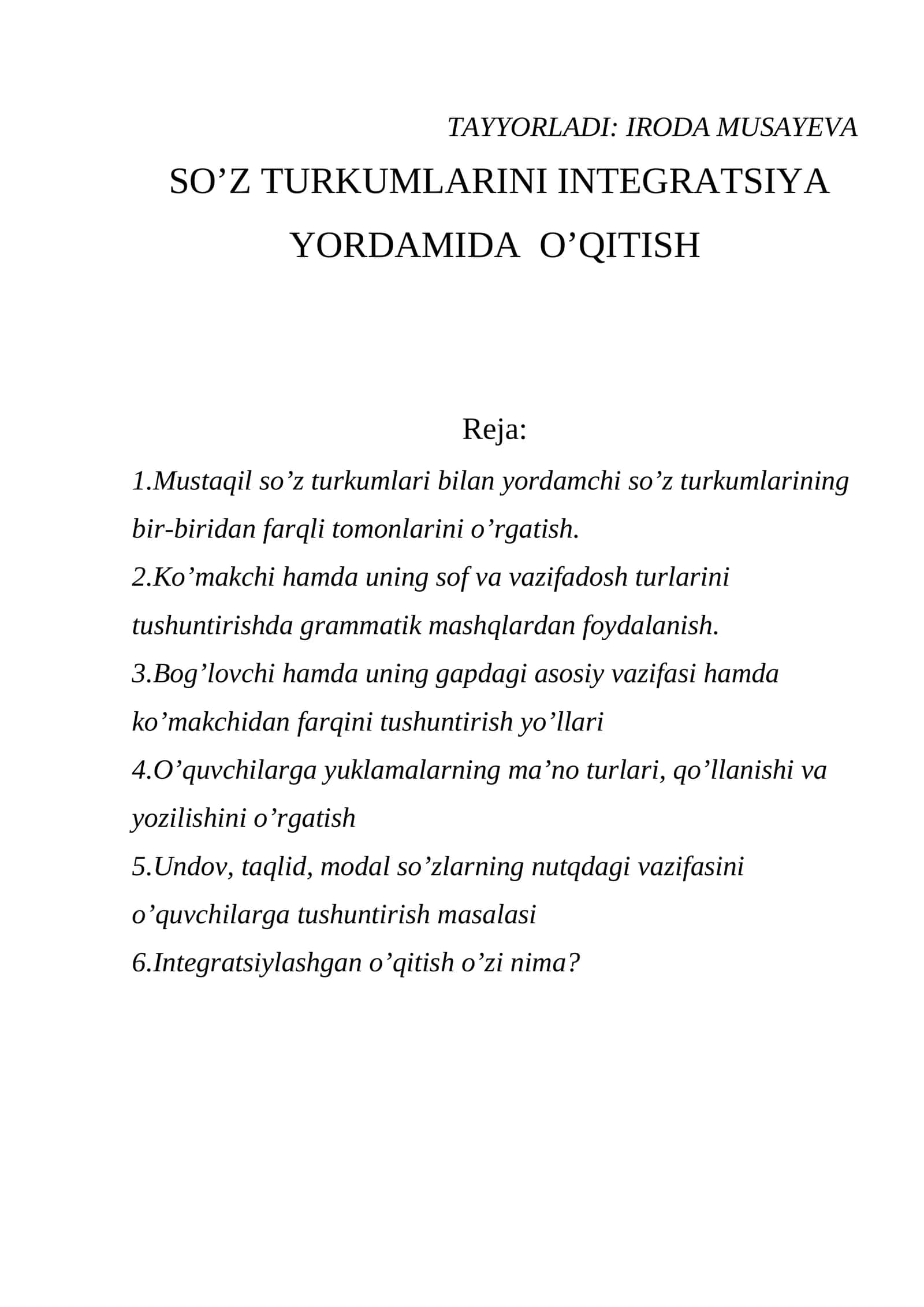 So'z Turkumlari va Ular Bilan Yordamchi So'z Turkumlari 1