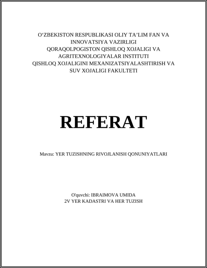 YER TUZISHNING RIVOJLANISH QONUNIYATLARI 1