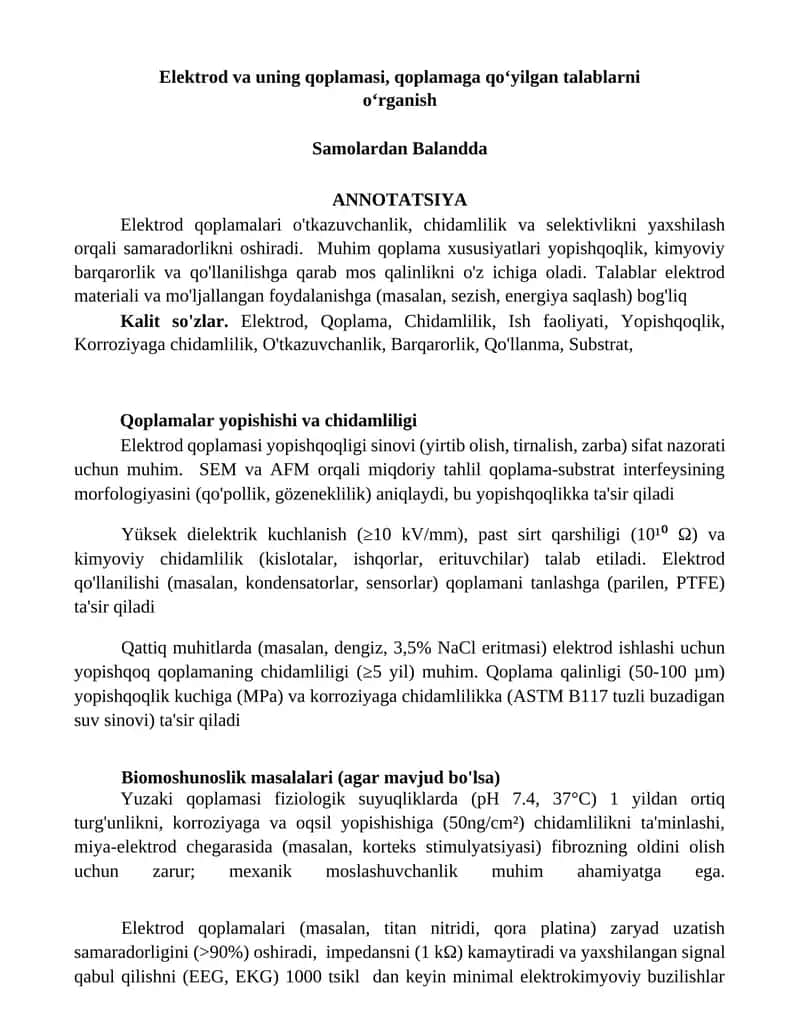 Elektrod va uning qoplamasi 1