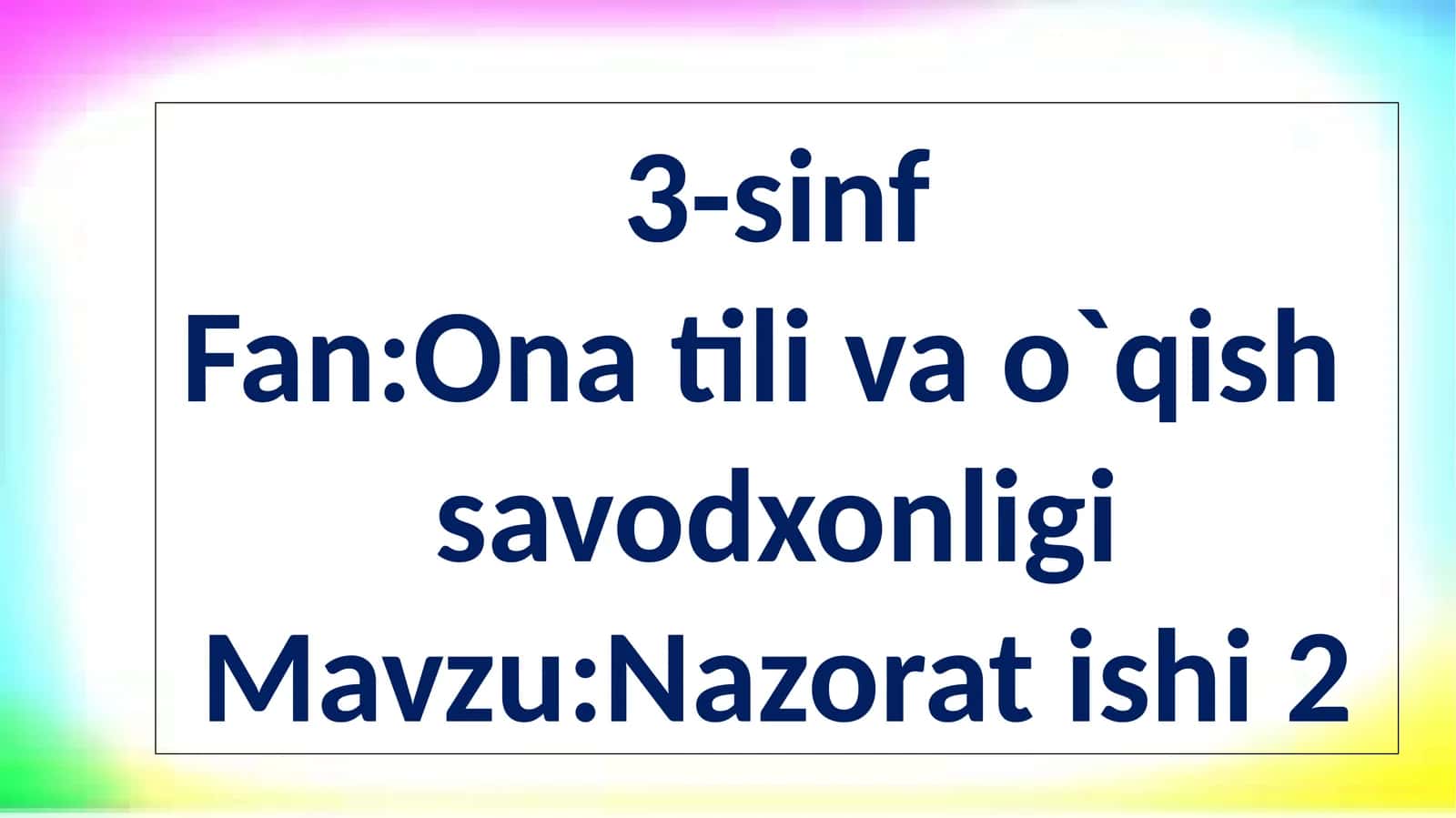 Fan: Onatilivao`qishsavodxonligi 1