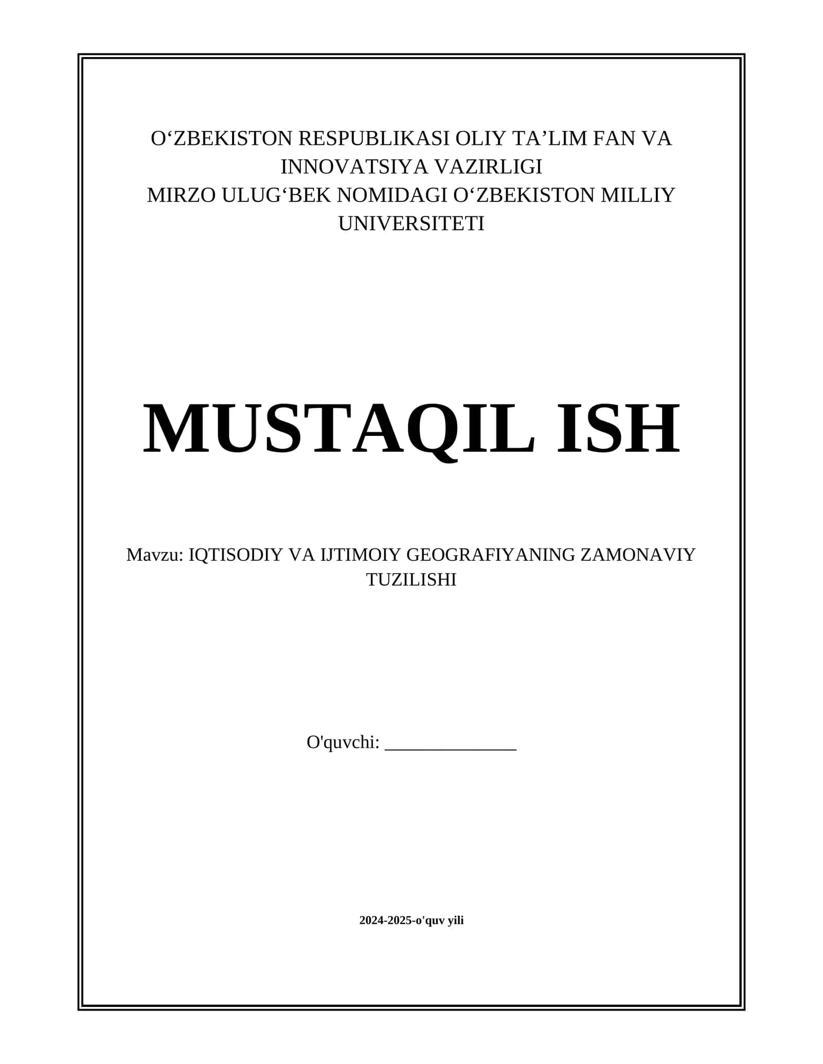 IQTISODIY VA IJTIMOIY GEOGRAFIYANING ZAMONAVIY TUZILISHI 1