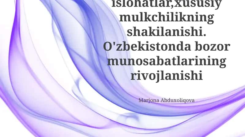 Iqtisodiy Islohotlar va Bozor Iqtisodiyotiga O'tish 1