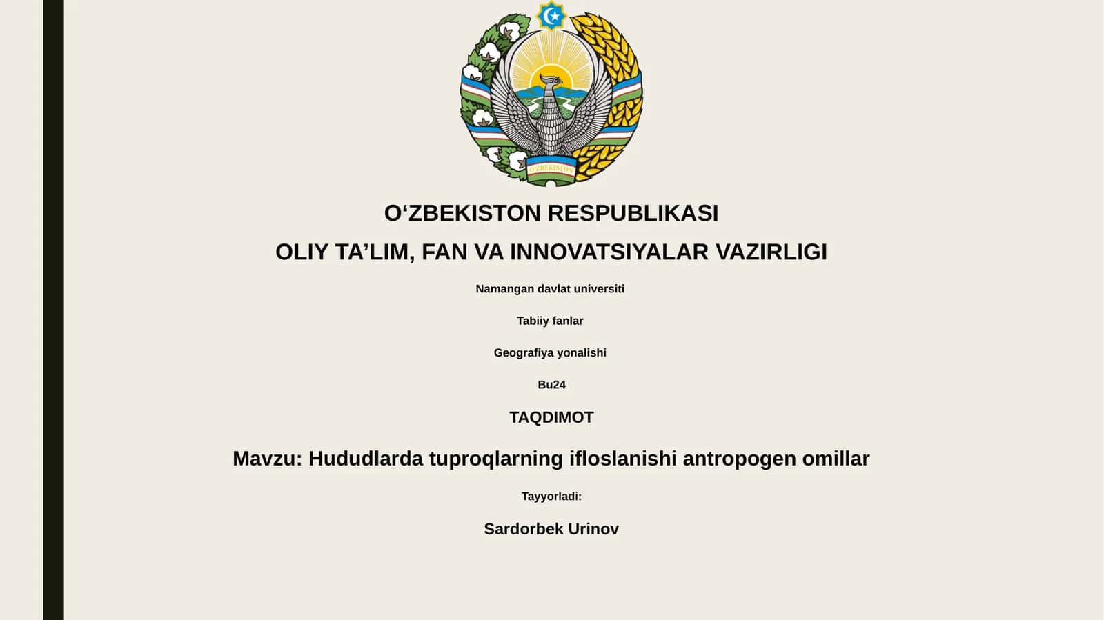 Tuproqlarning Ifloslanishi Antropogen Omillar 1