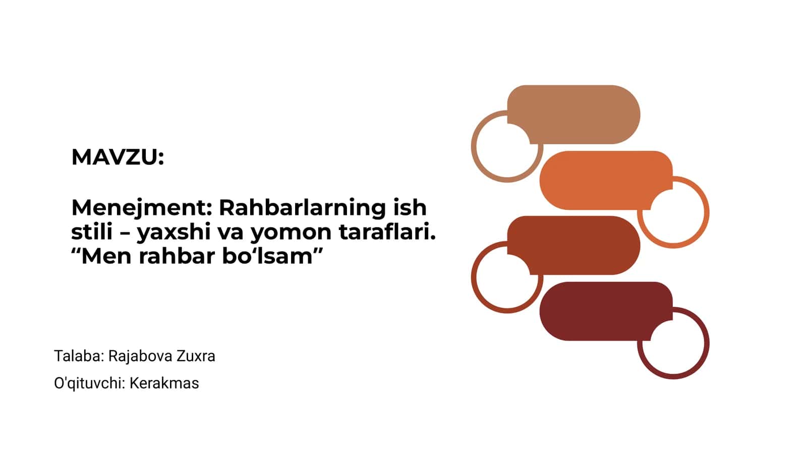 Menejment: Rahbarlarning ish stili – yaxshi va yomon taraflari. “Men rahbar bo‘lsam” 1