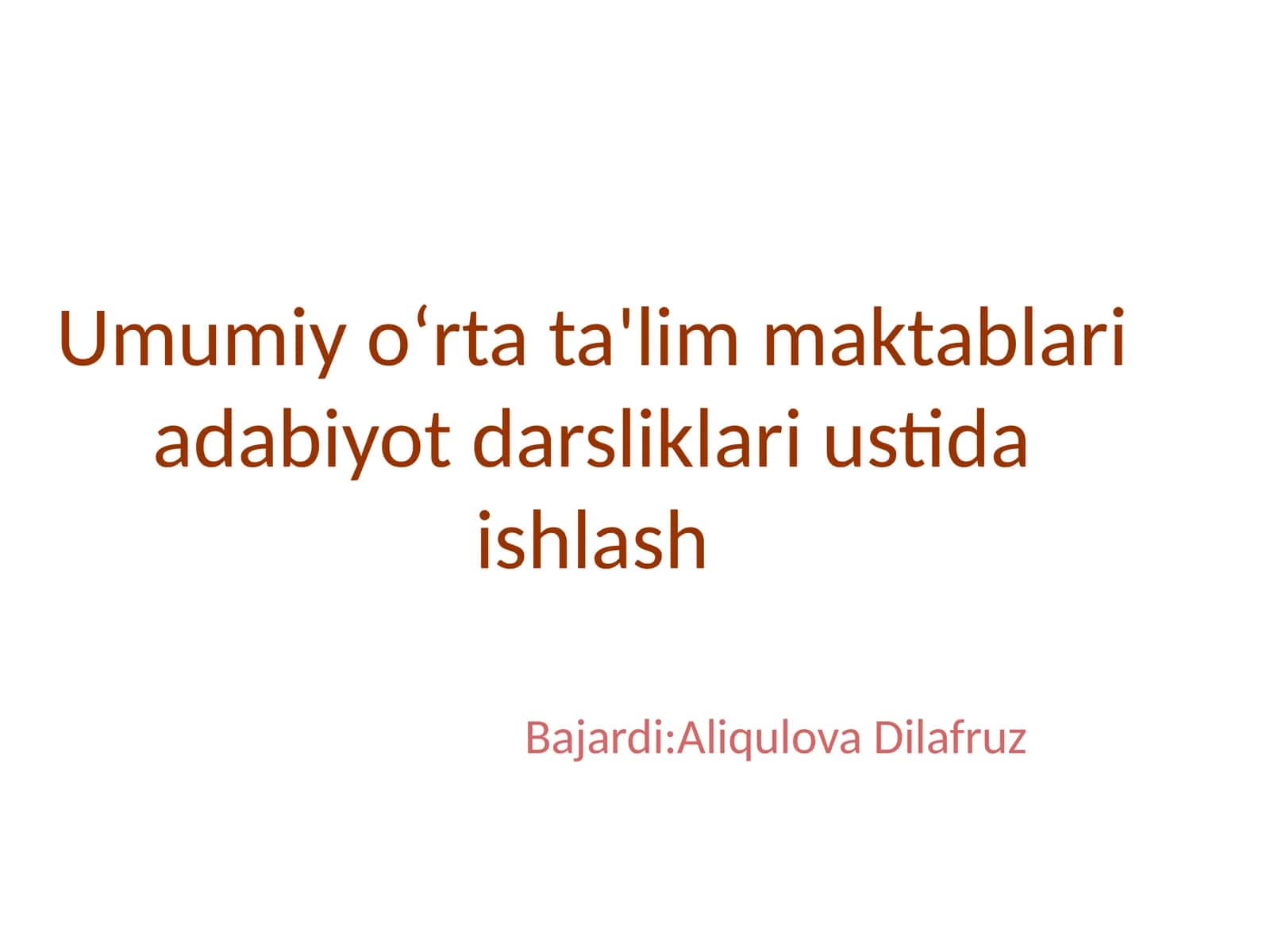 Umumiy oʻrta ta'lim maktablari adabiyot darsliklari ustida ishlash 1