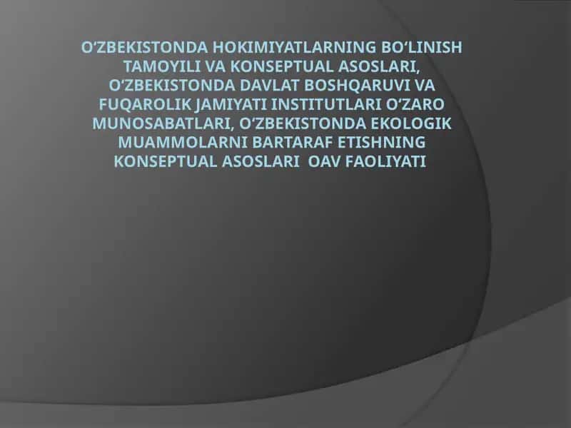 O‘zbekistonda hokimiyatlarning bo‘linish tamoyili va konseptual asoslari 1