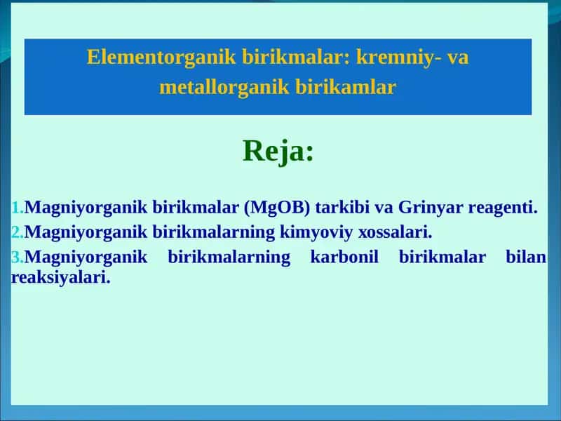 Kremniy organik birikmalar 1