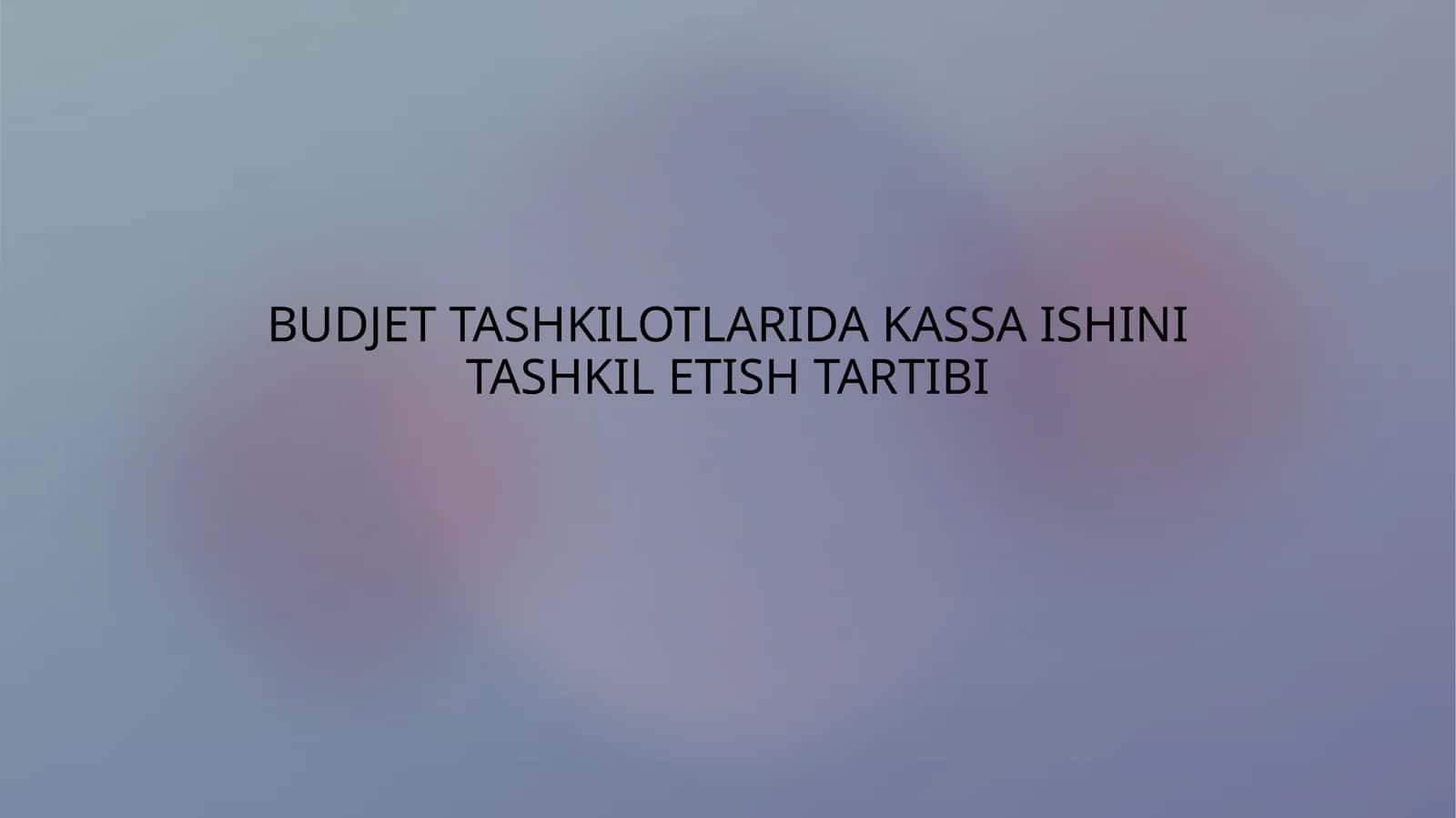 Budjet tashkilotlarida kassa ishini tashkil etish tartibi 1