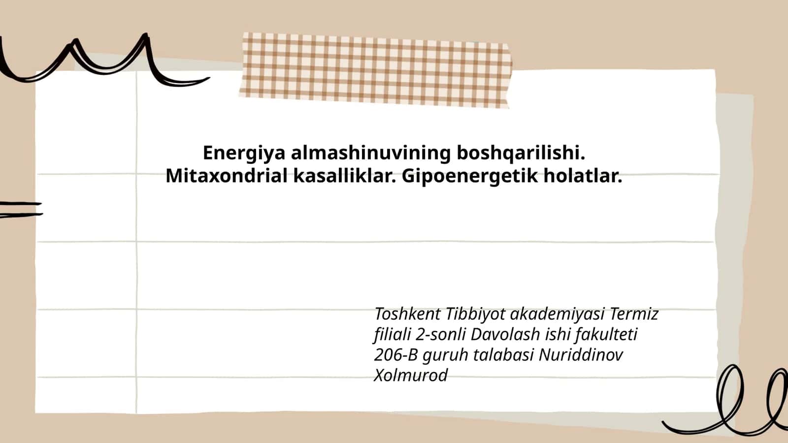 Energiya almashinuvining boshqarilishi 1