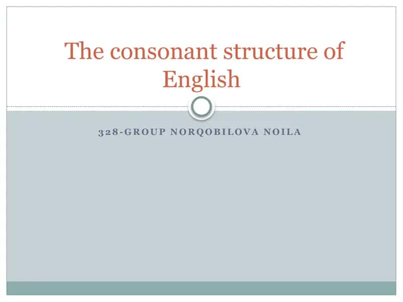 The consonant structure of English 1