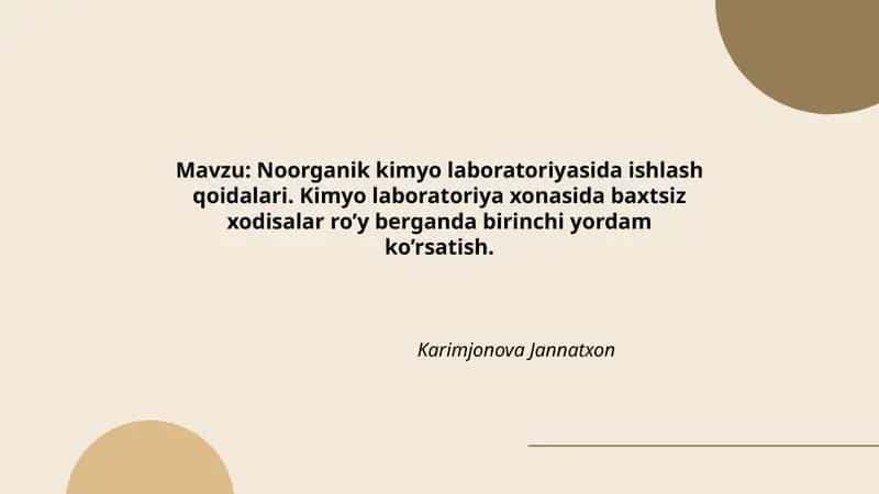 Noоrganik kimyo laboratoriyasida ishlash qoidalari 1