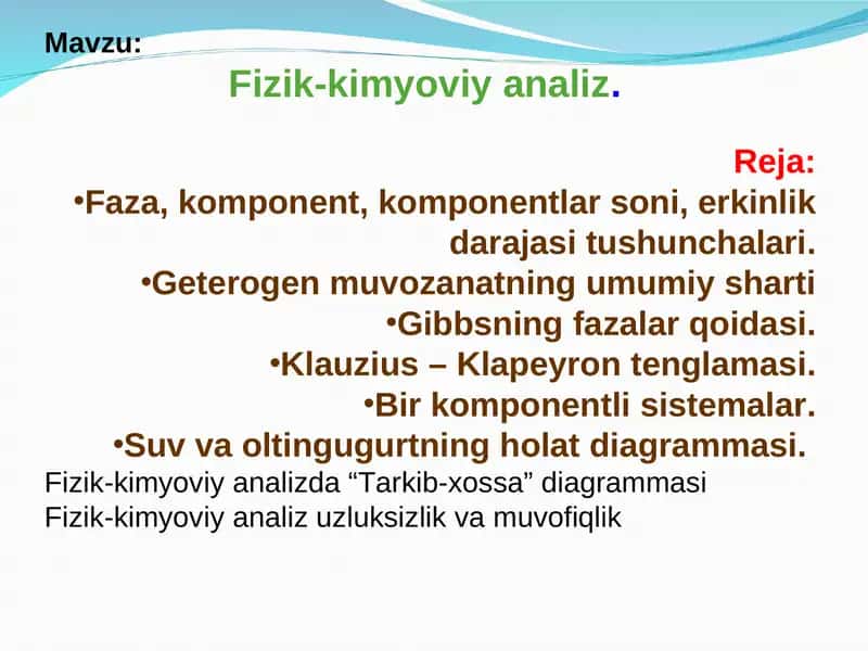 Fizik-kimyoviy analiz 1