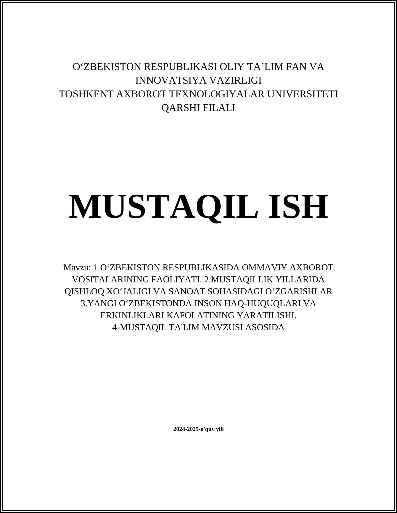 O‘zbekistonda ommaviy axborot vositalarining rivojlanish tarixi 1
