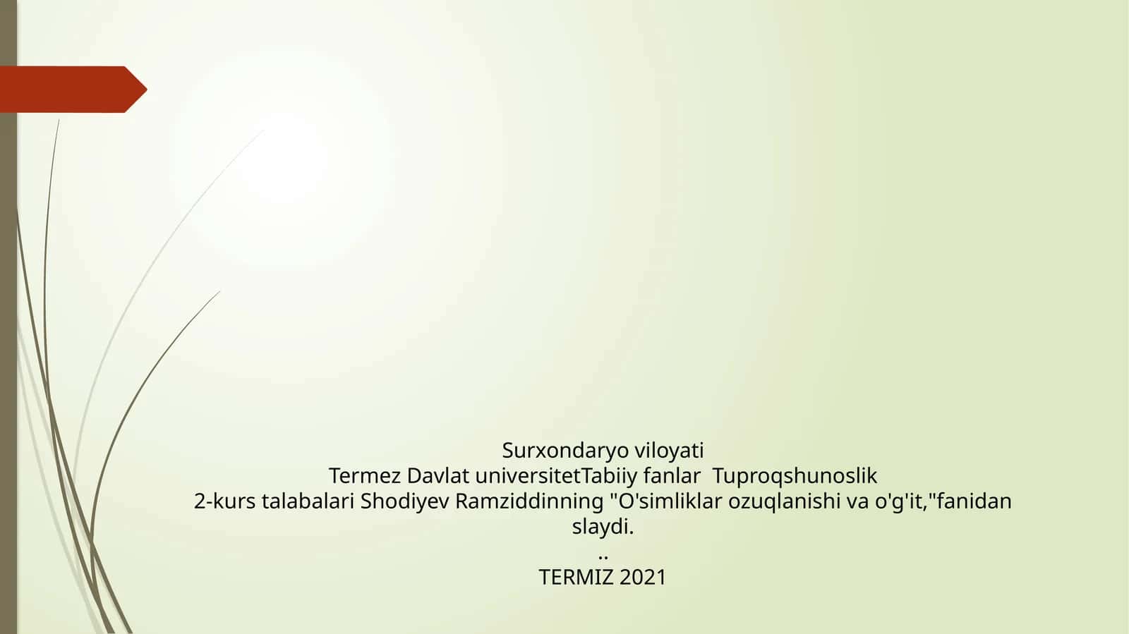 O'simliklarni Azotbilanoziqlanishi va o'g'it 1