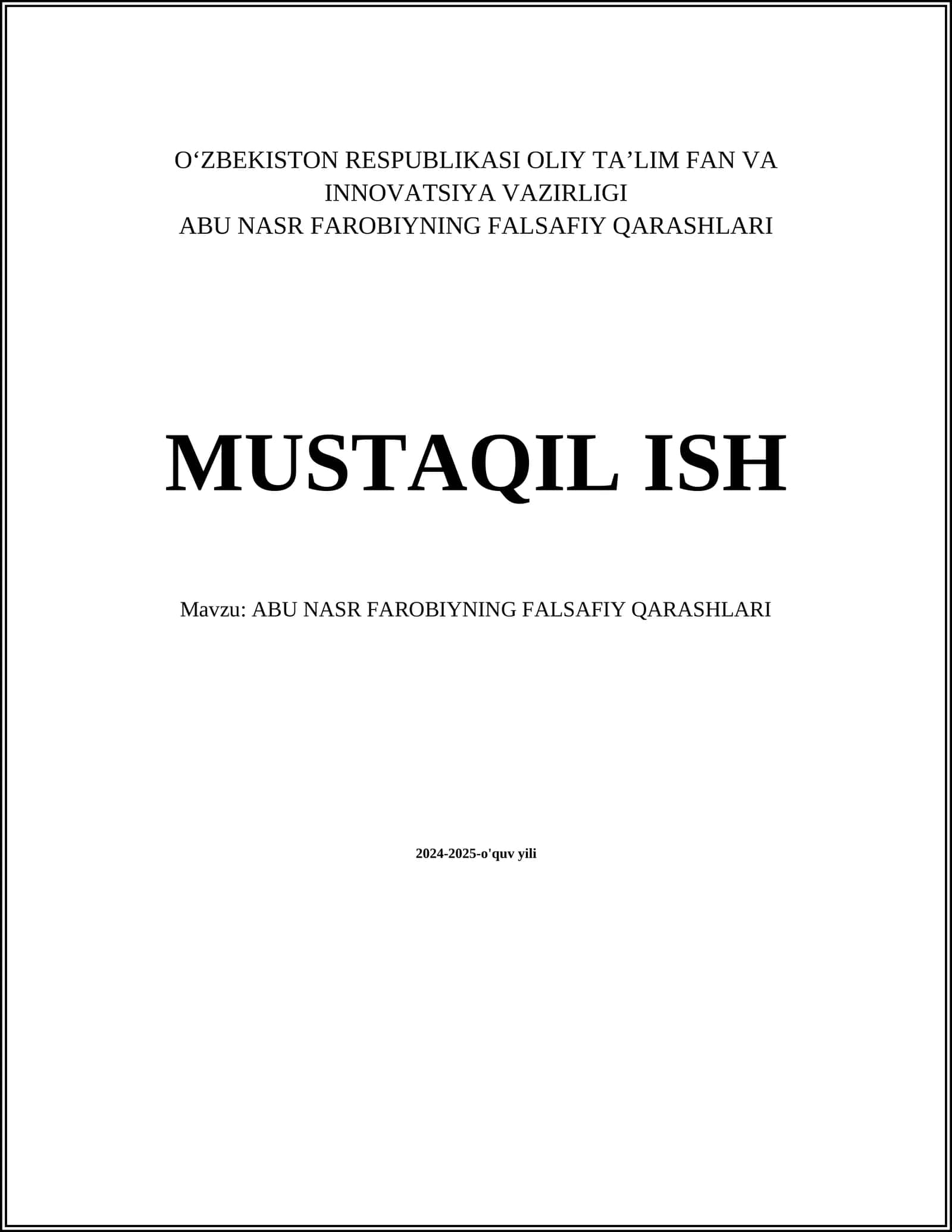 ABU NASR FAROBIYNING FALSAFIY QARASHLARI 1