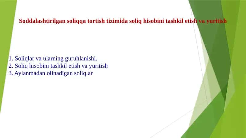 Soliq hisobini tashkil etish va yuritish 1
