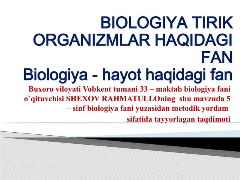 Biologiya Tirik Organizmlar Haqidagi Fan 1