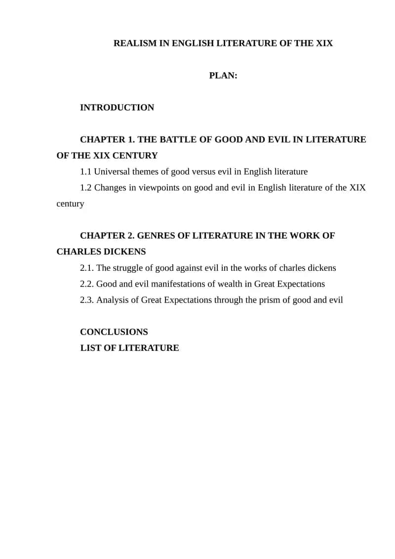 Realism in English Literature of the XIX 1