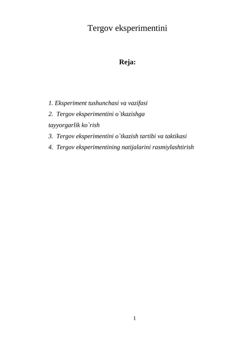 Tergov eksperimentini 1