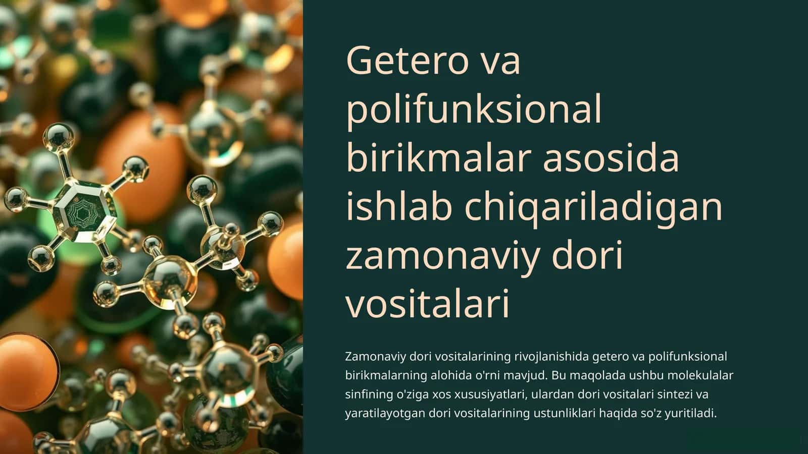 Getero va polifunksional birikmalar asosida ishlab chiqariladigan zamonaviy dori vositalari 1