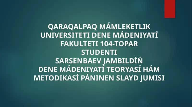 Dene Mádeniyatí Teoryasí Hám Metodikasí 1