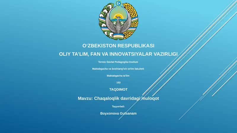 Chaqaloqlik davridagi muloqot 1