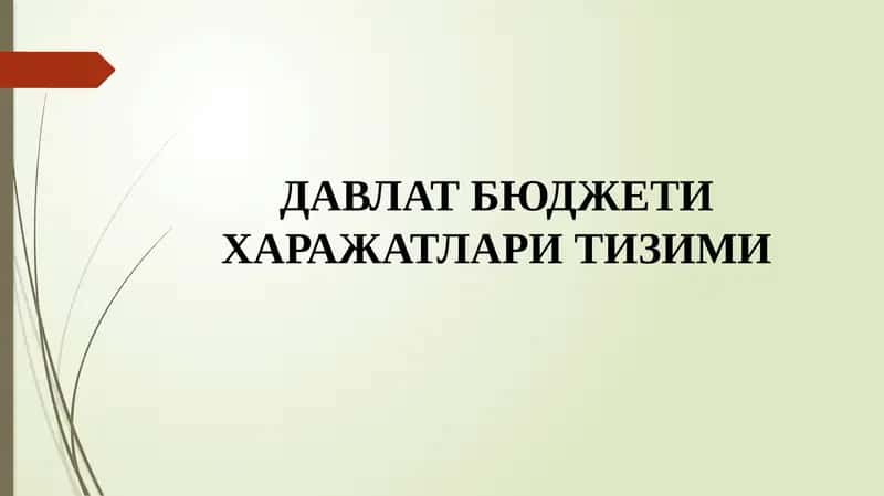 ДАВЛАТ БЮДЖЕТИ ХАРАЖАТЛАРИ ТИЗИМИ 1