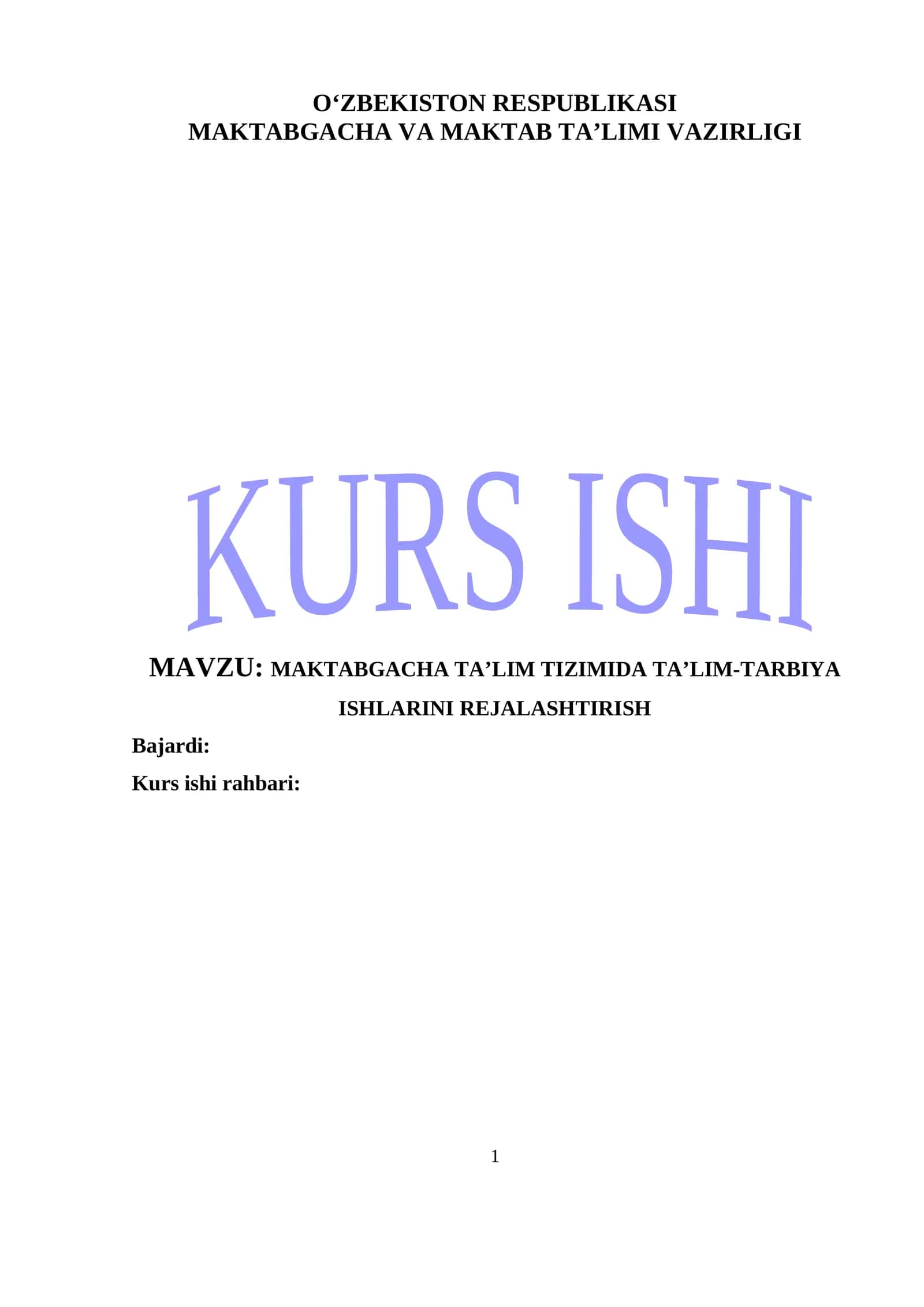 Maktabgacha ta’lim tizimida ta’lim-tarbiya ishlarini rejalashtirish 1