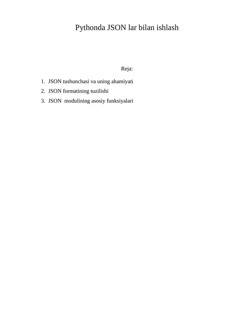Pythonda JSON lar bilan ishlash 1