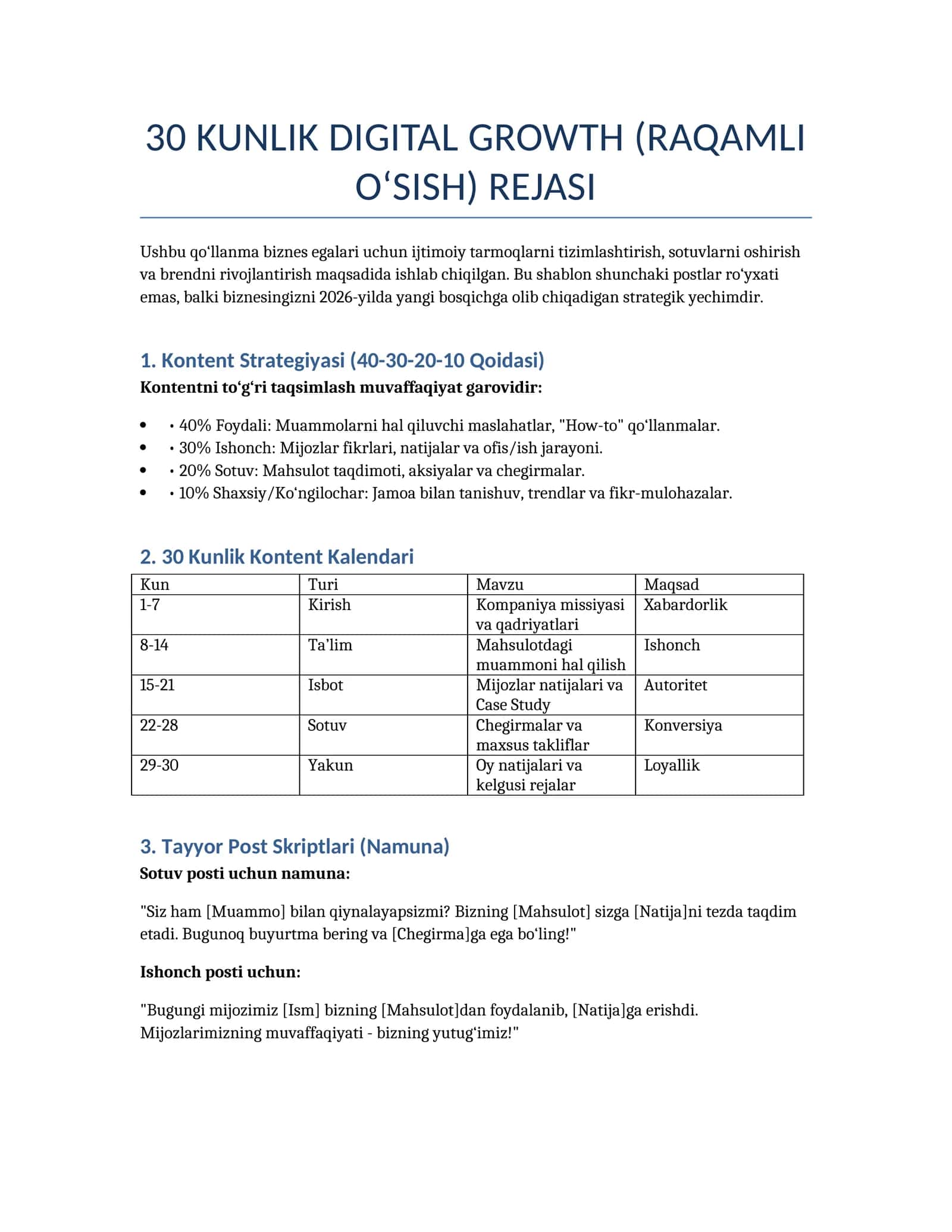 30 KUNLIK DIGITAL GROWTH (RAQAMLI O‘SISH) REJASI 1