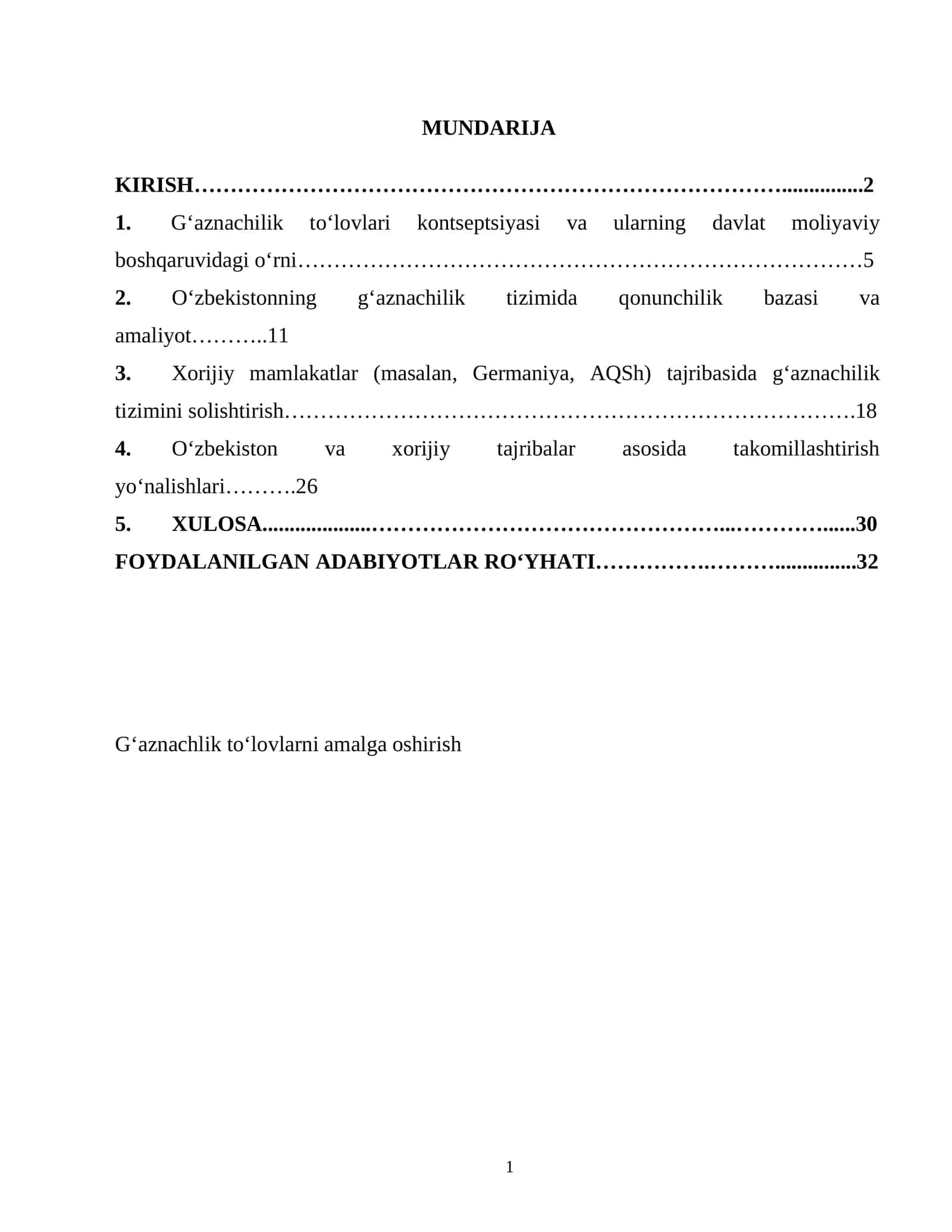 G‘aznachilik to‘lovlarni amalga oshirish 1