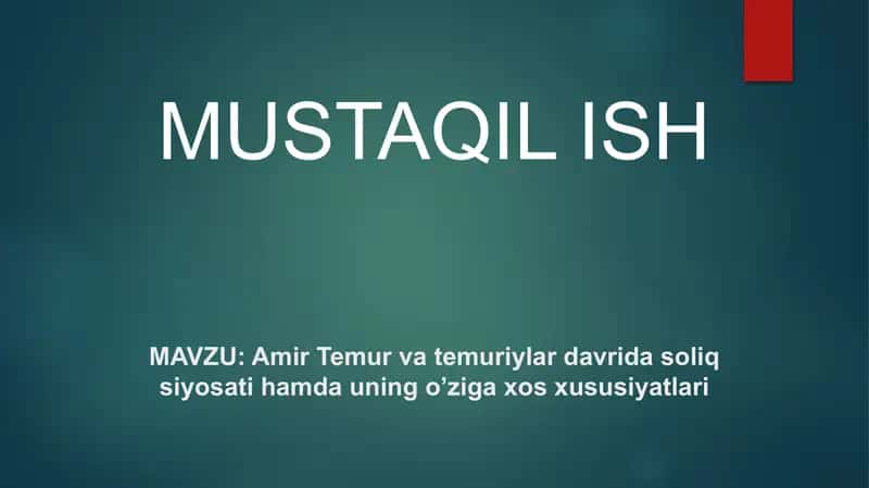 Amir Temur va Temuriylar davrida soliq siyosati hamda uning o'ziga xos xususiyatları 1