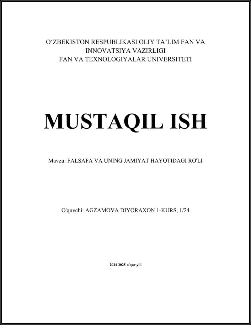 FALSAFA VA UNING JAMIYAT HAYOTIDAGI RO'LI 1
