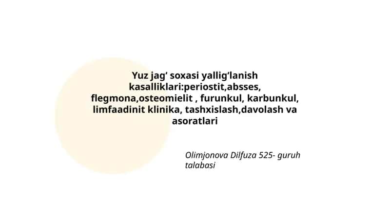 Yuz jagʻ soxasi yalligʻlanish kasalliklari 1