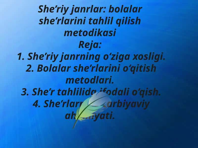 Bolalar she’rlari va ularning o‘qitish metodikasi 1