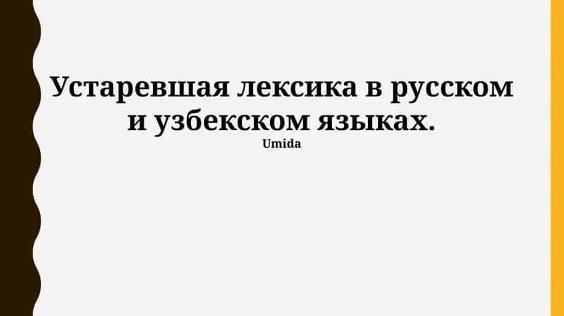 Устаревшая лексика в русском и узбекском языках 1