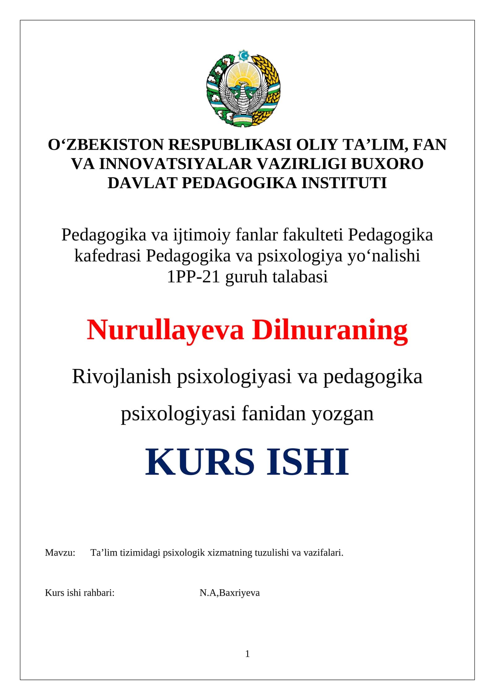 Ta’lim tizimidagi psixologik xizmatning tuzulishi va vazifalari 1