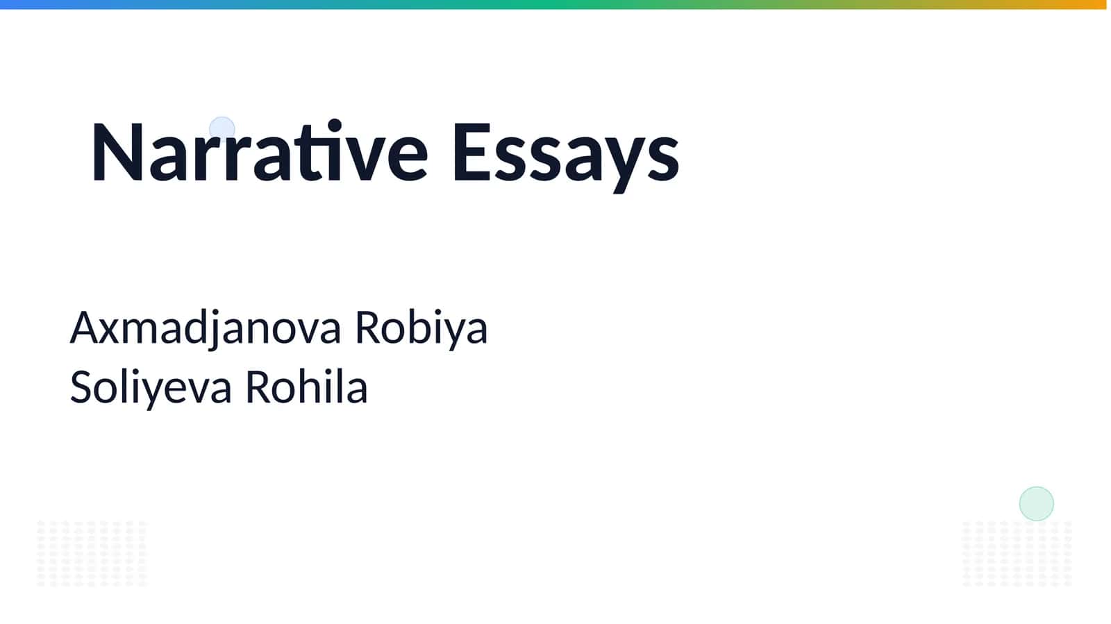 Narrative Essays 1