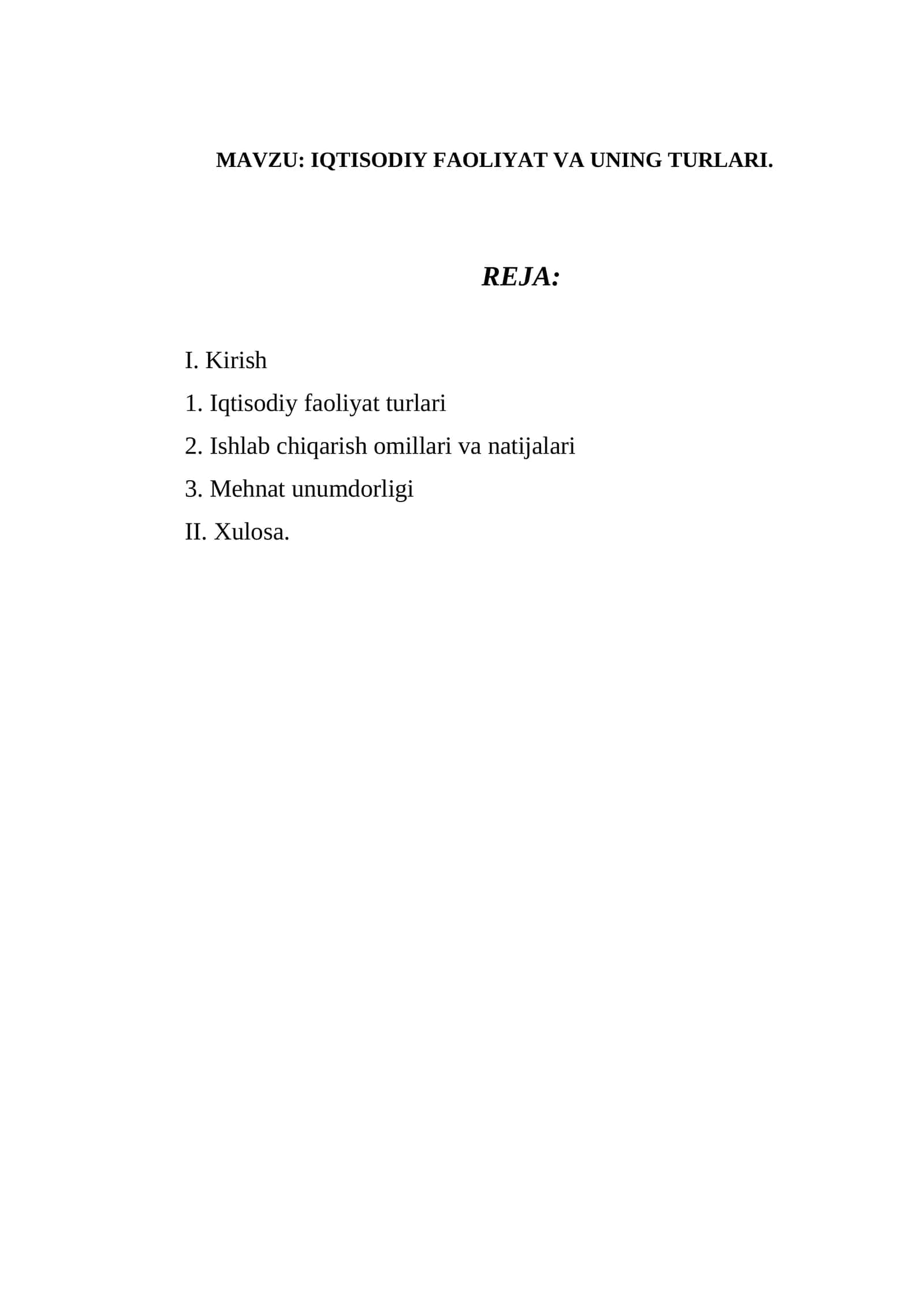 Iqtisodiy faoliyat va uning turlari 1