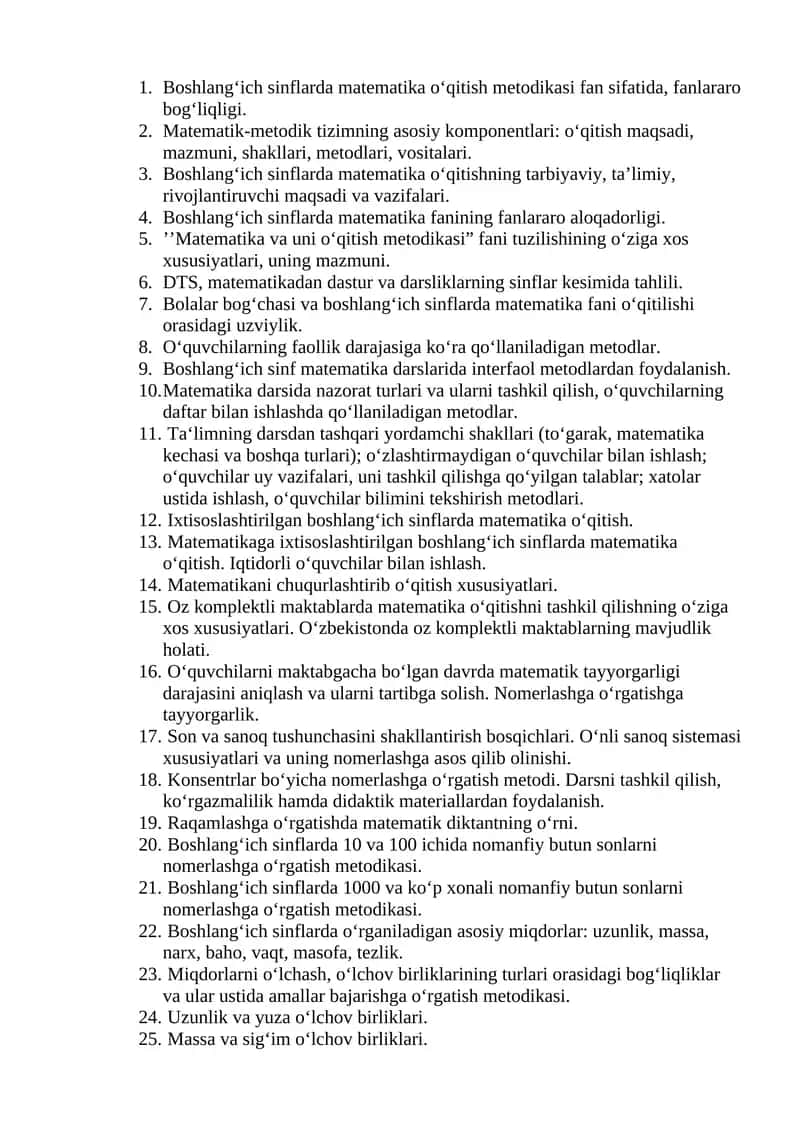 Boshlang‘ich sinflarda matematika o‘qitish metodikasi 1