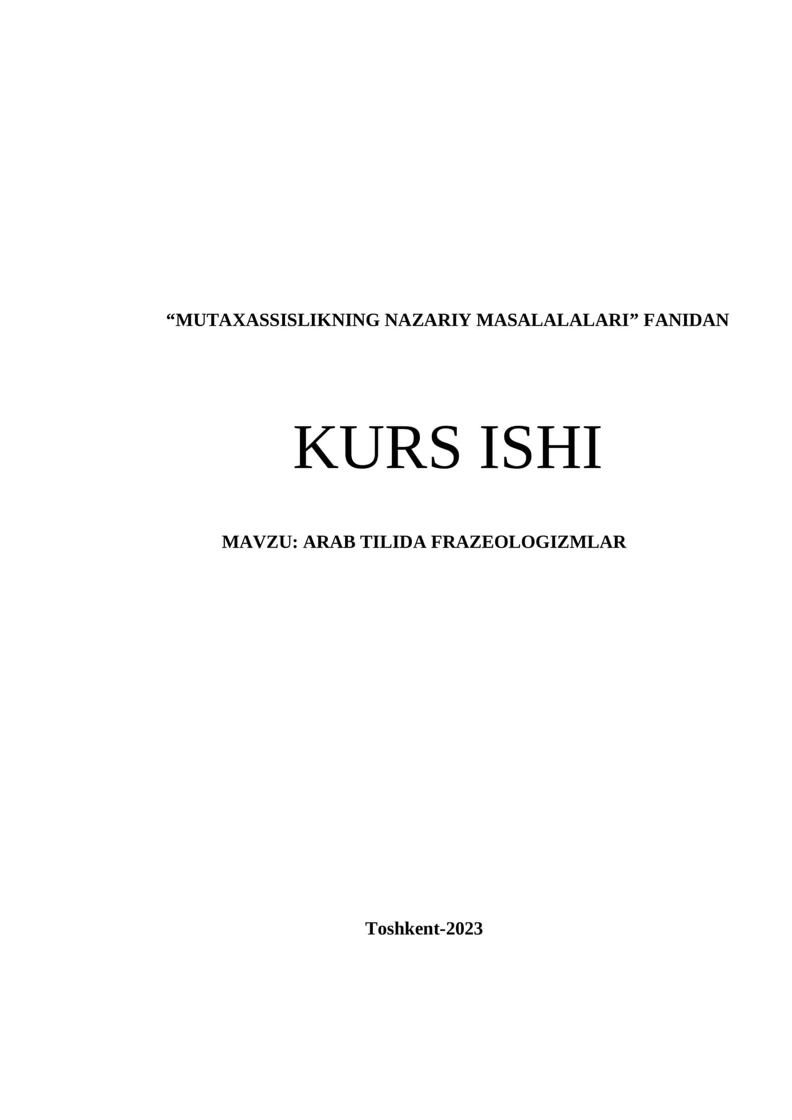 KURS ISHI Arab tilida frazeologizmlar 1