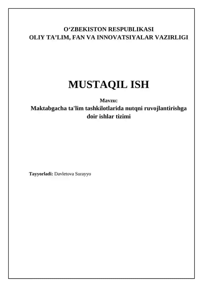 Nutq o'stirish metodikasi