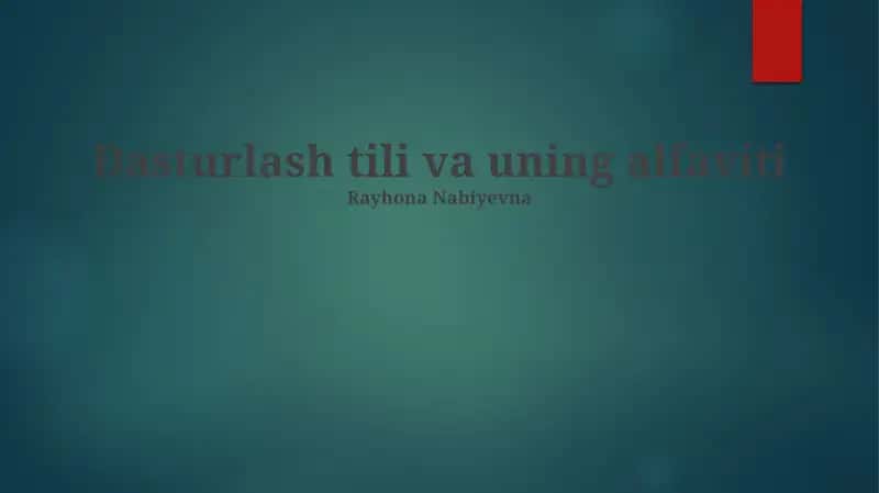 Dasturlash tili va uning alfaviti 1