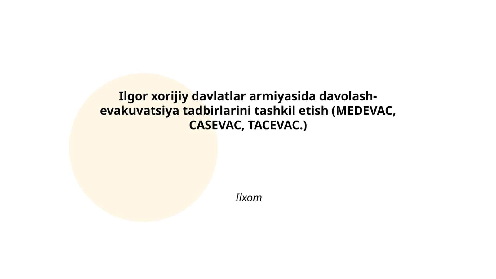 Ilgor xorijiy davlatlar armiyasida davolash-evakuvatsiya tadbirlarini tashkil etish (MEDEVAC, CASEVAC, TACEVAC) 1