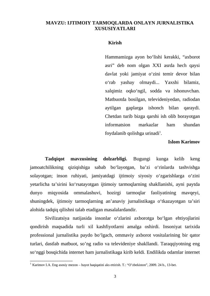 IJTIMOIY TARMOQLARDA ONLAYN JURNALISTIKA XUSUSIYATLARI 1