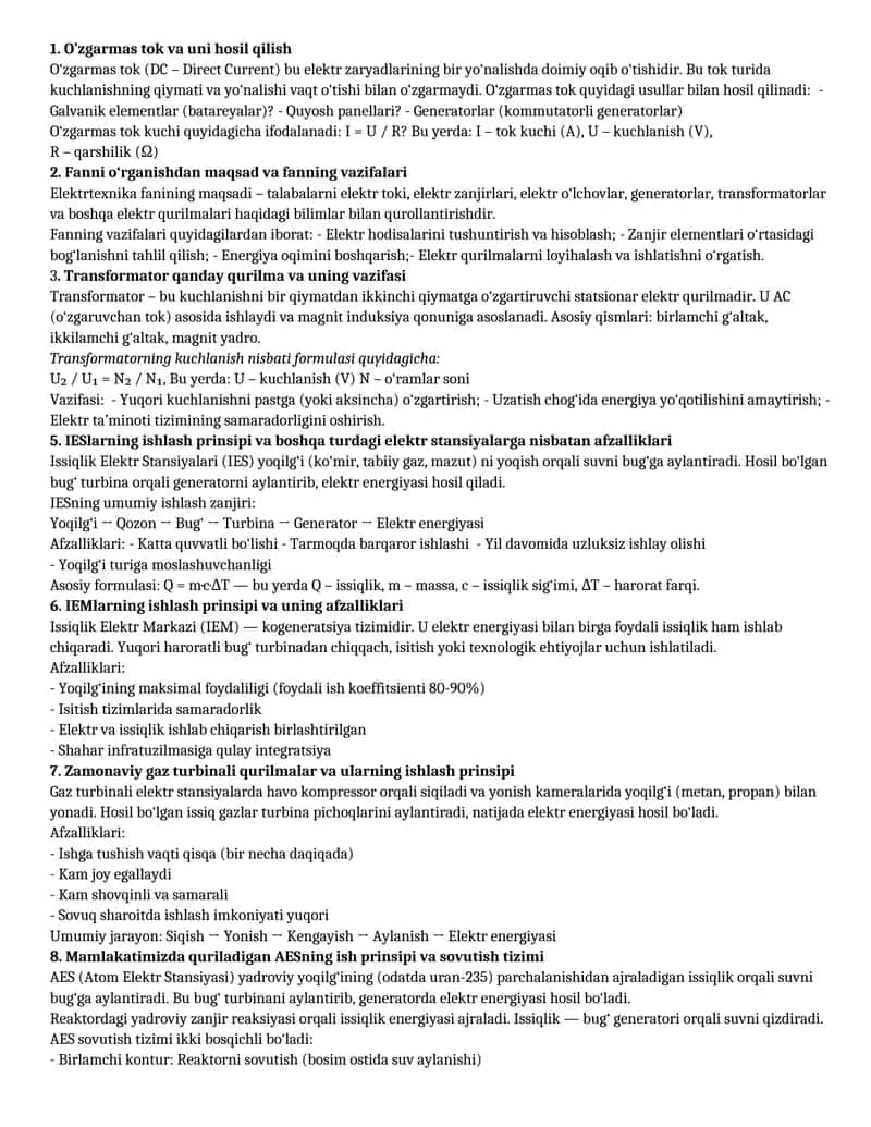 O’zgarmas tok va uni hosil qilish 1