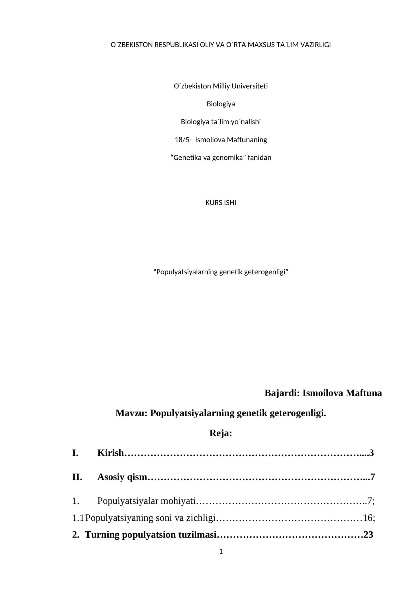 Populyatsiyalarning genetik geterogenligi 1