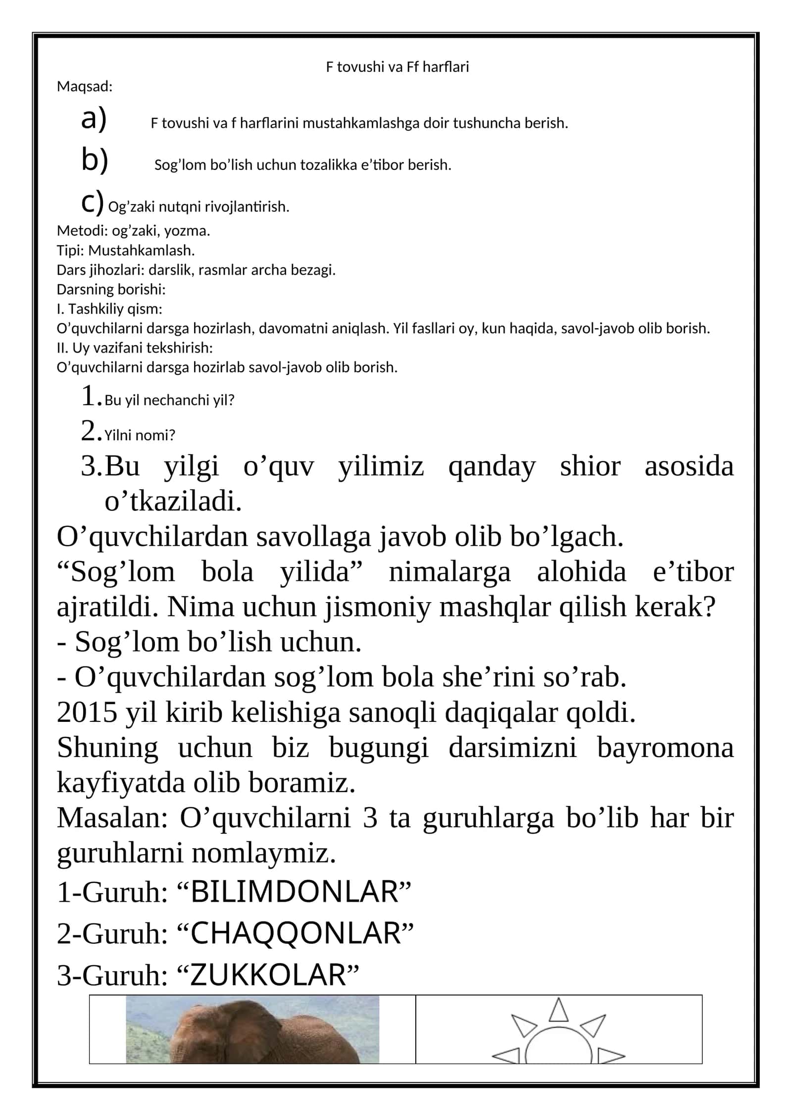 F tovushi va Ff harflari 1